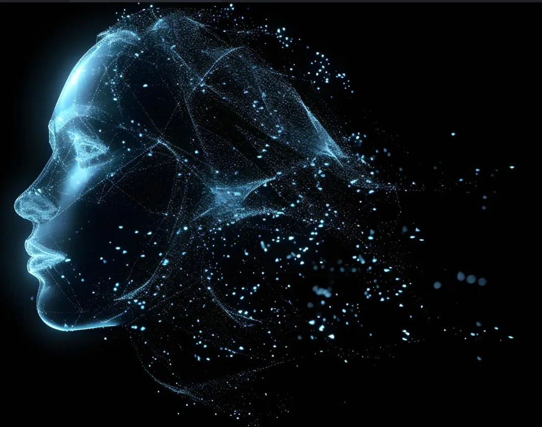 Representação holográfica de IA — SpiritAI Núcleo neural